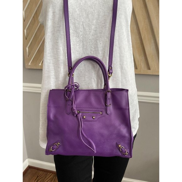 BALENCIAGA Mini Papier A4 Purple Leather Crossbody - Picture 3 of 11